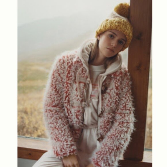 NWT Anthropologie Brenna Faux Fur Rose Puffer Jacket SIZE XS - Picture 2 of 10